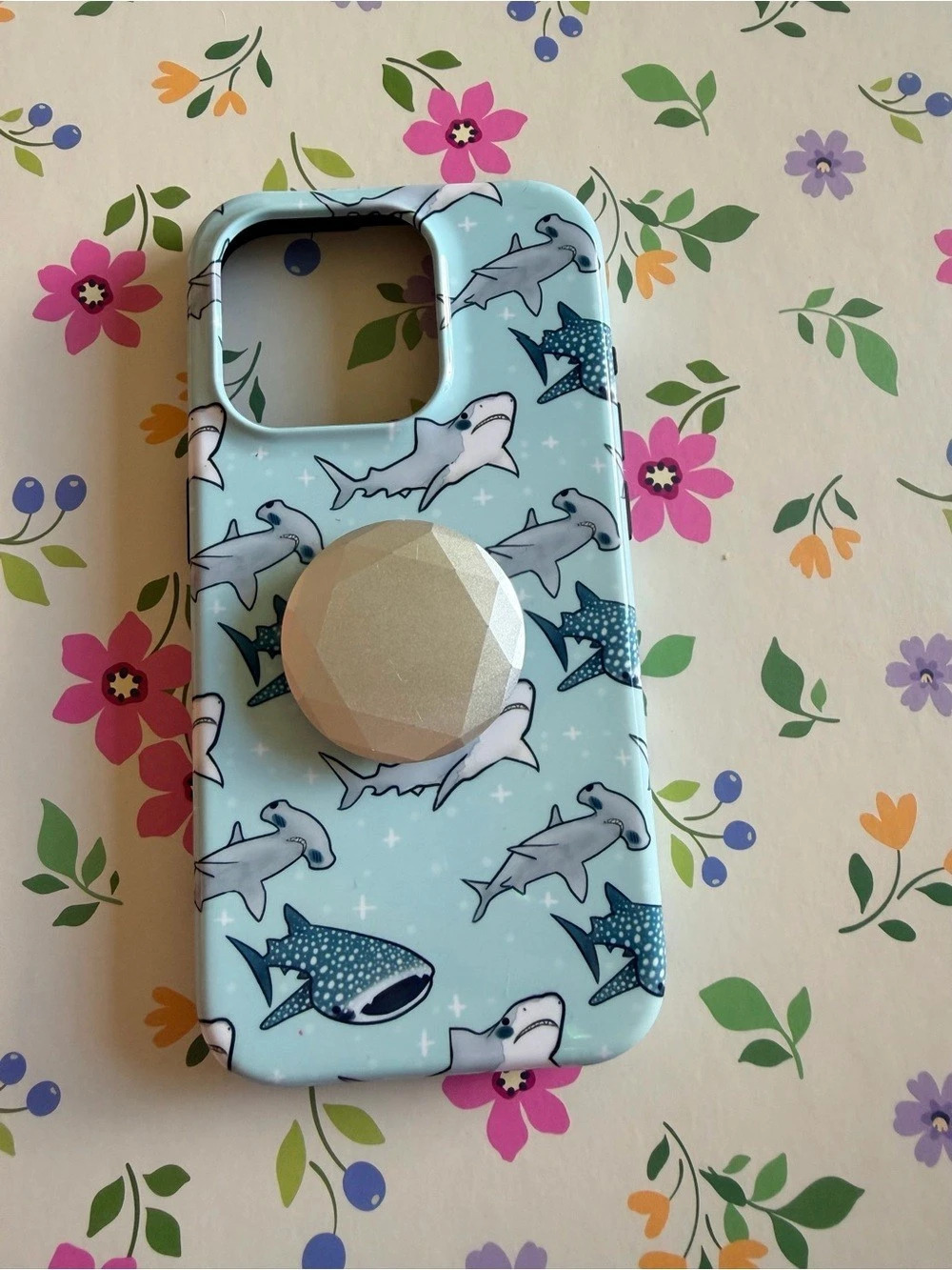 Red Bubble iPhone 15 pro Blue & White Shark Phone Case